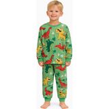 Mini Stella Kids Yeşil Dinozor Desenli Erkek Çocuk Pijama Takımı - 10 - 11 Yaş