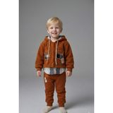Mini & Sweet Erkek Çocuk Kapüşonlu Peluş-Welsoft Mont ve Alt Eşofman Takımı – Sonbahar/kış Kombini - Kahverengi - 4 Yaş