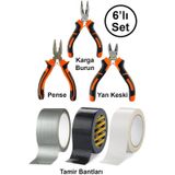 Mini Takı Bijuteri Hobi Karga Burun Yan Keski Pense Çok Amaçlı Siyah Beyaz Gri Tamir Bandı Seti