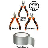 Mini Takı Bijuteri Hobi Kesme Karga Burun Yan Keski Pense Çok Amaçlı Sızdırmaz Gri Tamir Bandı Seti