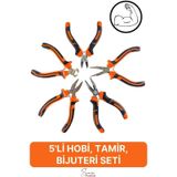 Mini Takı Bijuteri Seti Dayanıklı Kesme Kıvırma Pense Yan Keski Karga Burun Hobi Alet Takımı 5'li