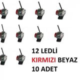 Mini Takoz Lamba 12 Ledli Kırmızı Beyaz 10 Adet Yüksek Işık