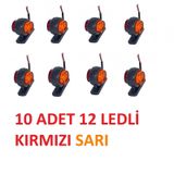 Mini Takoz Lamba 12 Ledli Kırmızı Sarı 10 Adet Yüksek Işık