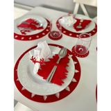 Mini Tasarım Atölyem Yılbaşı Çam Ağacı Desenli Sofra Sunum Supla Seti 6 kişilik (24 parça )