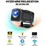 Mini Taşınabilir Ultra Hd Projeksiyon Cihazı, Wi-Fi ve Bluetooth ile Evrensel Görüntüleme - Ahşap