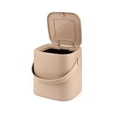 Mini Tezgah Üstü Çöp Kovası – Deri Tutma Saplı, Kompakt ve Şık Tasarım, Mutfak & Banyo Için, Geri Dönüşüm Dostu (Latte, 4 Litre)