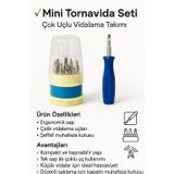 Mini Tornavida Seti, 16+1 Çok Uçlu Vidalama Takımı, Mavi Ergonomik Sap, Şeffaf Muhafaza Kutusu, Elektronik ve Hassas İşler İçin Pratik Çözüm