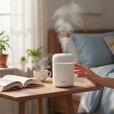 Mini Ultrasonik Nemlendirici, LED Işıklı, Sessiz Buhar Makinesi, USB Aromaterapi - Ahşap - Bej - Siyah - Seçenek 1
