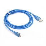 Mini usb kablo 5 pin mini usb 2.0 şeffaf mavi şarj ve data kablosu 2m