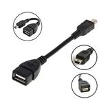 Mini USB Otg Kablo - 5 Pin USB Çevirici Kablo - Siyah