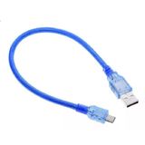 Mini Usb Type-B 30 Cm Veri Ve Şarj Kablosu Şeffaf Mavi Arduino Nano Uyumlu