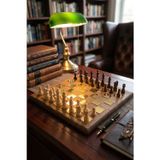 Mini Vagon Premium Gold Ahşap Taşlı Lüks Satranç Takımı Dekoratif Vıp Hediyelik Standart Set 30X30 Cm