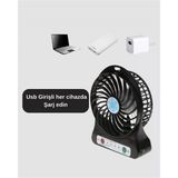 Mini Vantilatör Masaüstü – Usb Girişli, Şarjlı, 3 Kademe, Sessiz Motor, Işıklı Mir69517463