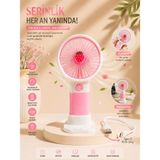 Mini Vantilatör USB Şarjlı -3 Kademeli Üfleme ( Pembe )