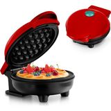 Mini Waffle Makinesi, Klasik Waffle Için, Yapışmaz Kaplamalı, Retro Tasarım, Doğum Günleri, Aile Kutlamaları Için, Kırmızı - Çok Renkli
