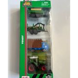 Mini Work Özel Üretim Yeşil İş Makinaları Metal Traktör Seti 4 Parçalı Set 8 Cm Arabalar (Çok Renkli)