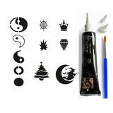 Mini Yingyang Hint Kınası ile Geçici Dövme Yapma Seti Fırça Hediyeli