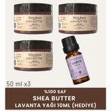 Minia Bahçe %100 Saf Shea Butter Seti 3X50 ml – Doğal Ham Karite Yağı + 10 ml Lavanta Yağı Hediye - 150 ml
