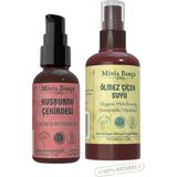 Minia Bahçe 50ml Soğuk Sıkım Kuşburnu Çekirdeği Yağı, Ölmez Çiçek Suyu 150ml %100 Saf