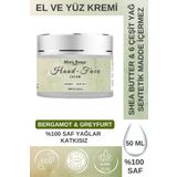 Minia Bahçe Bitki ve Sanat Atölyesi Koruyucu & Besleyici El ve Yüz Kremi, %100 Saf ve Katkısız, Greyfurt - Bergamot Yağı, 50ml