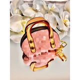 Minibag Anahtarlık ve Ruj Çantası - Açık Kahverengi - Pembe