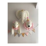 minibellababy üçlü set Fil Tavşan Ayı set/ çocuk odası duvar dekorasyon ürünleri/kız bebek odası duvar süsleri/kızbebek elbiseleti/çocuk odası dekorasyonu/müslin kız elbiseleri/ duvar büstü çocuk odası halısı