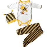 Minibird Arılı Bebek Zıbın Takımı - 0 - 3 Ay - Beyaz - Sarı