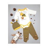 minibird baby Arılı 3'lü Zıbın Bebek Takımı Badili Hastane Çıkış