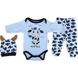 Minibird Baby Bliss, Inek Bebek Zıbın Takımı 3'lü - Siyah - Beyaz - 0 - 3 Ay