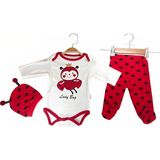 Minibird Baby Bliss, Uğur Böceği Bebek Zıbın Takımı 3'lü - Kırmızı - Beyaz - 0 - 3 Ay