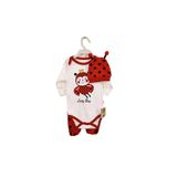 minibird baby Minibird Uğur Böcekli Baskılı Badili Bebek Zıbın Takımı 3'lü