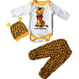 Minibird Zürafalı Bebek Zıbın Takımı - 0 - 3 Ay - Beyaz - Sarı