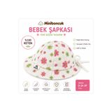 Miniboncuk Bebek Çiçekli Keten Şapka – Bağlamalı Yazlık Güneş Şapkası 0-24 Ay miniboncuköiçekmsvi