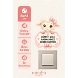 Minibu Craft Anahtar - Priz - Zil Bebek Uyuyor Etiket Minik Kuzu Dekoratif Priz Sticker MNB-28