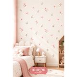 Minibu Craft Pembe Kır Çiçekleri ve Yapraklar 54 Parça Bebek Çocuk Odası Duvar Sticker Seti MNB-101