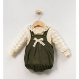 Minicayzen Bella Lace Romper Haki Fisto Yakalı Kız Bebek Salopet - 3 - 6 Ay