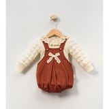 Minicayzen Bella Lace Romper Tarçın Fisto Yakalı Kız Bebek Salopet - 6 - 9 Ay