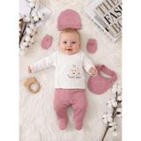 Miniday Baby 5'li Set Yenidoğan Baskılı Kız - Erkek Bebek Hastane Çıkış Seti % 100 Pamuklu Unisex Basıc Elma - Lila