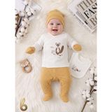 Miniday Baby 5'li Set Yenidoğan Baskılı Kız - Erkek Bebek Hastane Çıkış Seti % 100 Pamuklu Unisex Basıc Tilki - Turuncu