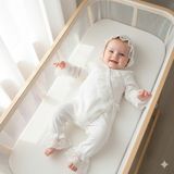 Miniday Baby Kız Bebek Dantelli Şapkalı Uyku Tulumu %100 Cotton Ekru Nefes Alabilen Yumuşak Dokulu-TK1017 - 3 - 6 Ay