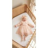 Miniday Baby Kız Bebek Mevlütlük Elbise Bandanalı Dantelli Yenidoğan Hastane Çıkışı Gelinlik Abiye Mevlitlik 4025 - Somon - 0 - 3 Ay