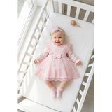 Miniday Baby Kız Bebek Mevlütlük Elbise Bandanalı Dantelli Yenidoğan Hastane Çıkışı Gelinlik Abiye Mevlitlik 4027 - 3 - 6 Ay - Pembe