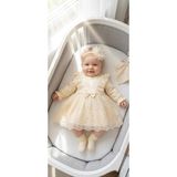 Miniday Baby Kız Bebek Mevlütlük Elbise Bandanalı Dantelli Yenidoğan Hastane Çıkışı Gelinlik Abiye Mevlitlik 4028 - 0 - 3 Ay - Natural