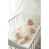 Miniday Baby Kız Bebek Mevlütlük Elbise Yazlık Bandanalı Dantelli Yeni Doğan Hastane Çıkışı Gelinlik Abiye 4010 - 0 - 3 Ay - Natural