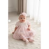 Miniday Baby Kız Bebek Mevlütlük Elbise Yazlık Bandanalı Dantelli Yeni Doğan Hastane Çıkışı Gelinlik Abiye 4011 - 6 - 9 Ay - Pembe