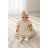 Miniday Baby Kız Bebek Mevlütlük Elbise Yazlık Bandanalı Dantelli Yeni Doğan Hastane Çıkışı Gelinlik Abiye 4011 - 9 - 12 Ay - Natural