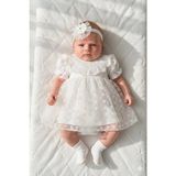 Miniday Baby Kız Bebek Mevlütlük Elbise Yazlık Bandanalı Dantelli Yeni Doğan Hastane Çıkışı Gelinlik Abiye 4014-İ - Krem - 3 - 6 Ay