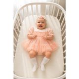 Miniday Baby Kız Bebek Mevlütlük Elbise Yazlık Bandanalı Dantelli Yeni Doğan Hastane Çıkışı Gelinlik Abiye 4015 - 6 - 9 Ay - Somon