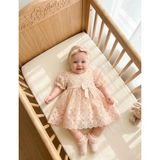 Miniday Baby Kız Bebek Mevlütlük Yazlık Elbise Bandanalı Dantelli Yeni Doğan Hastane Çıkışı Gelinlik Abiye 13 - 6 - 9 Ay - Somon