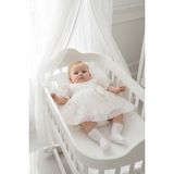 Miniday Baby Kız Bebek Mevlütlük Yazlık Elbise Bandanalı Dantelli Yeni Doğan Hastane Çıkışı Gelinlik Abiye 13 - 9 - 12 Ay - Ekru